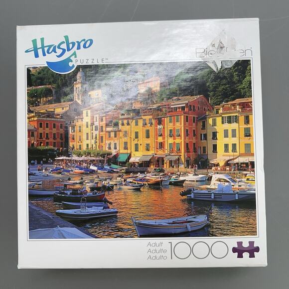 New Hasbro Big Ben Portofino, Italy 1000 PC Jigsaw Puzzle 2011 City Boats Exotic - Picture 1 of 5